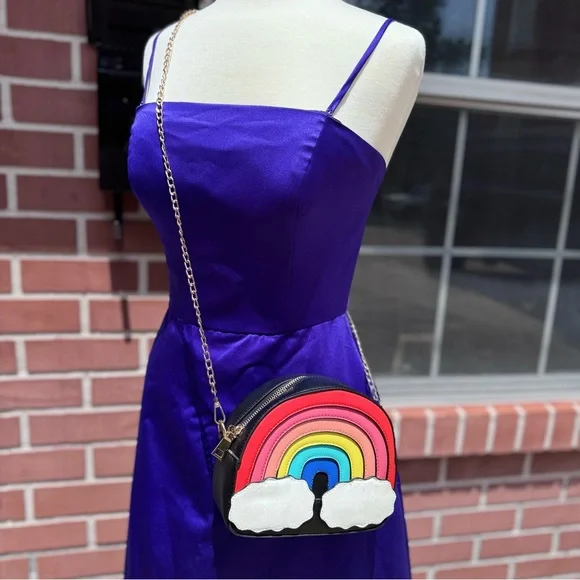 NWOT Betsey Johnson 🌈 Rainbow Crossbody Bag with Chain - Picture 4 of 11